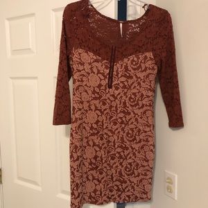Free People lace mini shift dress